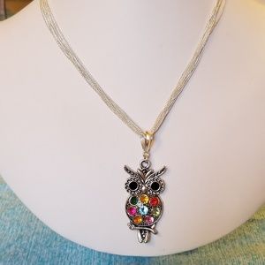 Handmade Owl Pendant 16" Necklace Sterling